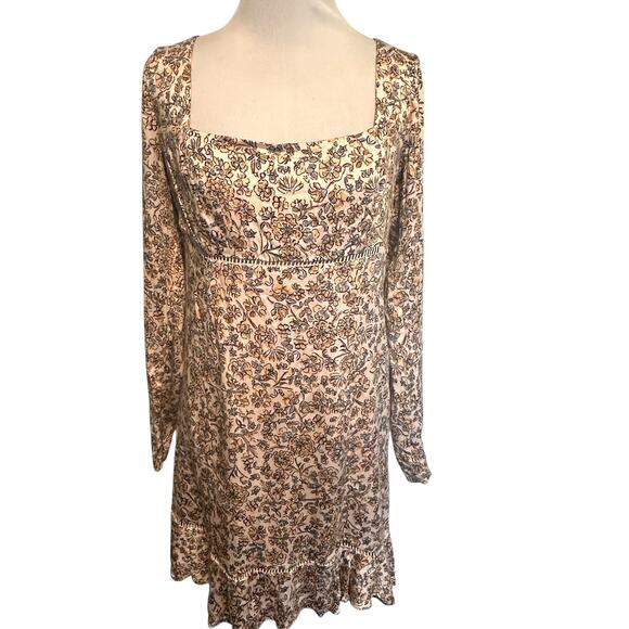 Free People Floral Boheme Dress Womens Size 6 Ivory Combo Open Back Ruffle Boho - Picture 2 of 12